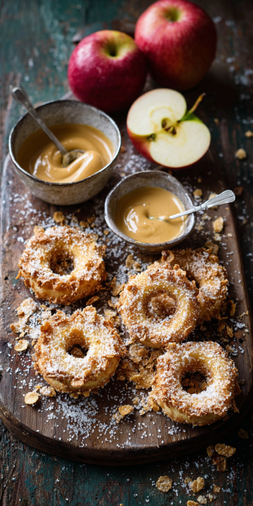 Apfelringe mit Erdnussbutter