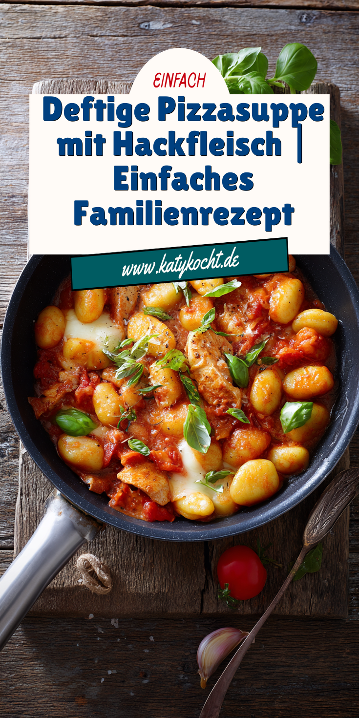 Deftige Pizzasuppe mit Hackfleisch