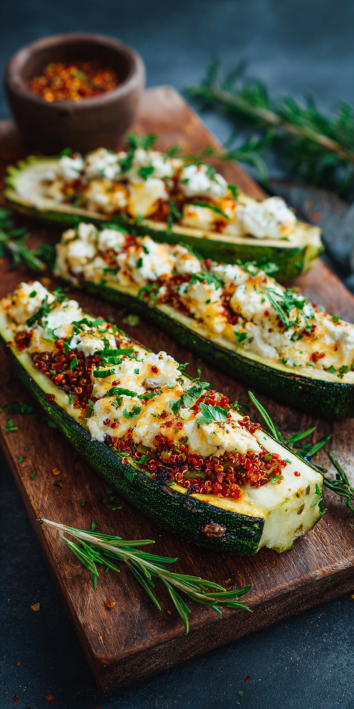 Gefüllte Zucchini mit Feta und Quinoa