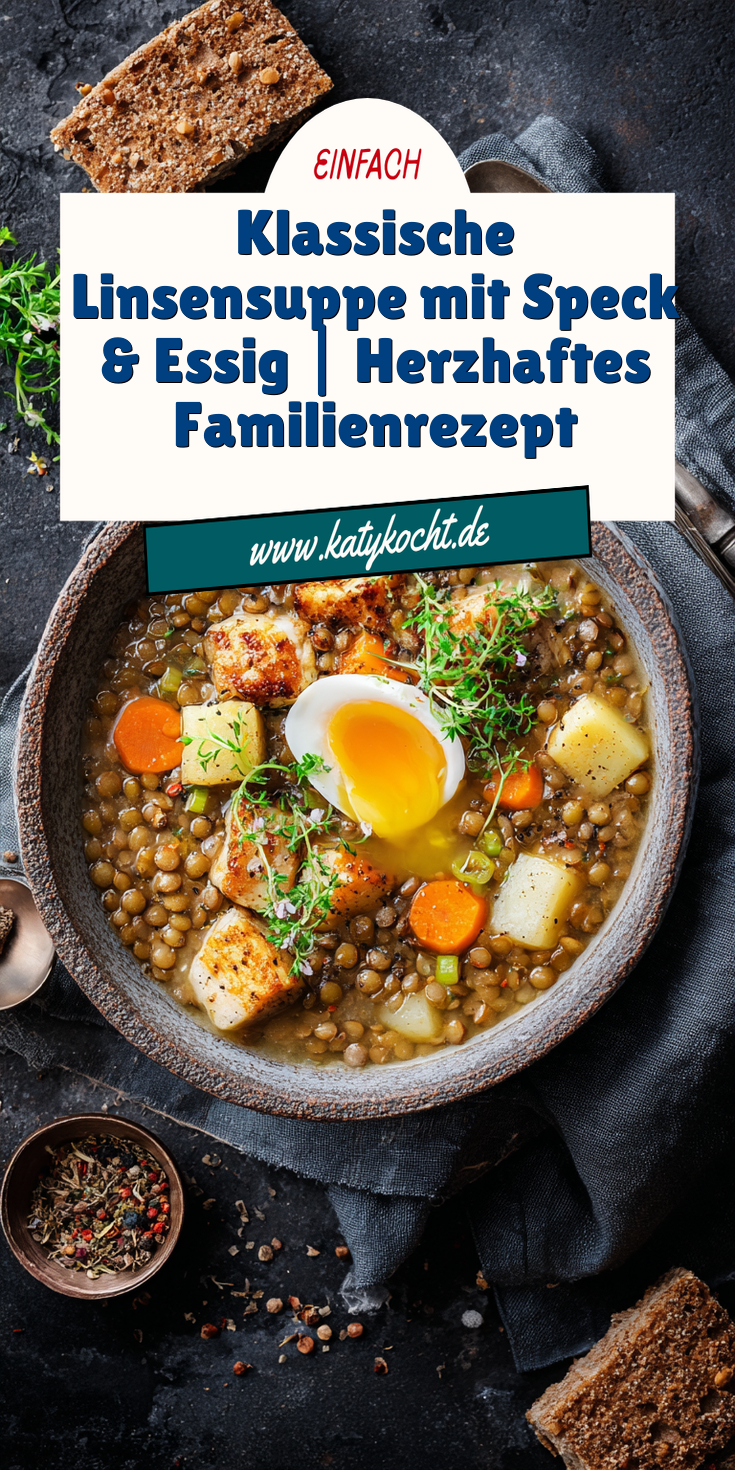 Klassische Linsensuppe mit Speck und Essig