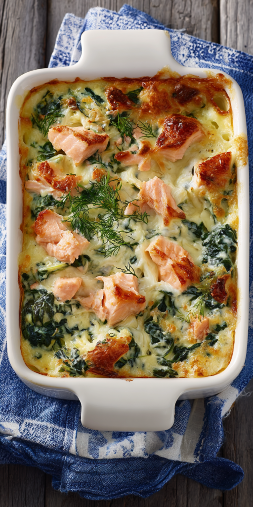 Lachs-Sahne-Gratin mit Blattspinat