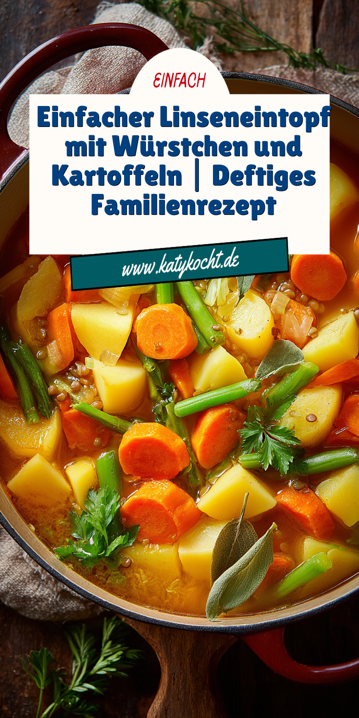 Linseneintopf mit Würstchen und Kartoffeln