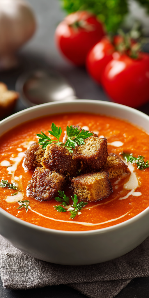 Tomaten-Reis-Suppe mit Hackbällchen