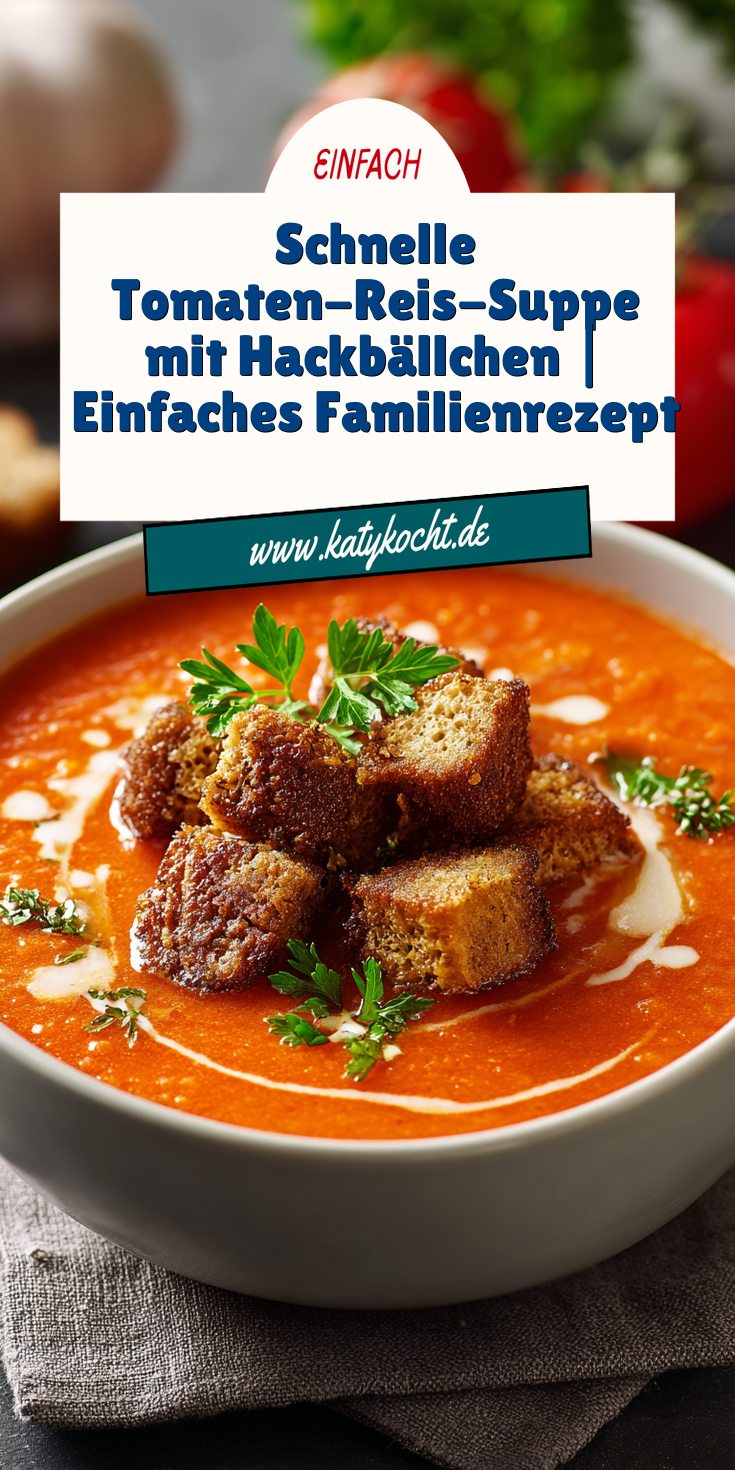 Tomaten-Reis-Suppe mit Hackbällchen