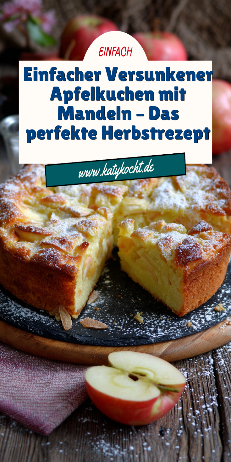 Versunkener Apfelkuchen mit Mandeln