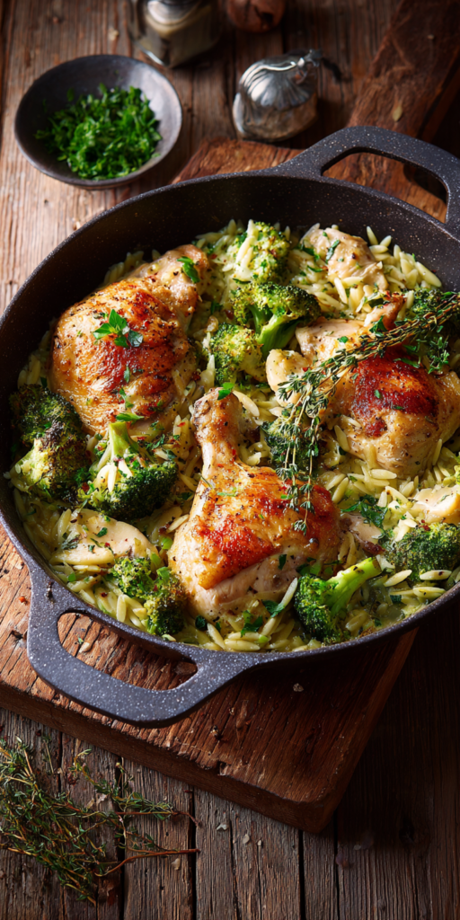 Cremiges Käse-Hähnchen-Brokkoli-Orzo (One Pan) | Familienrezepte 2026