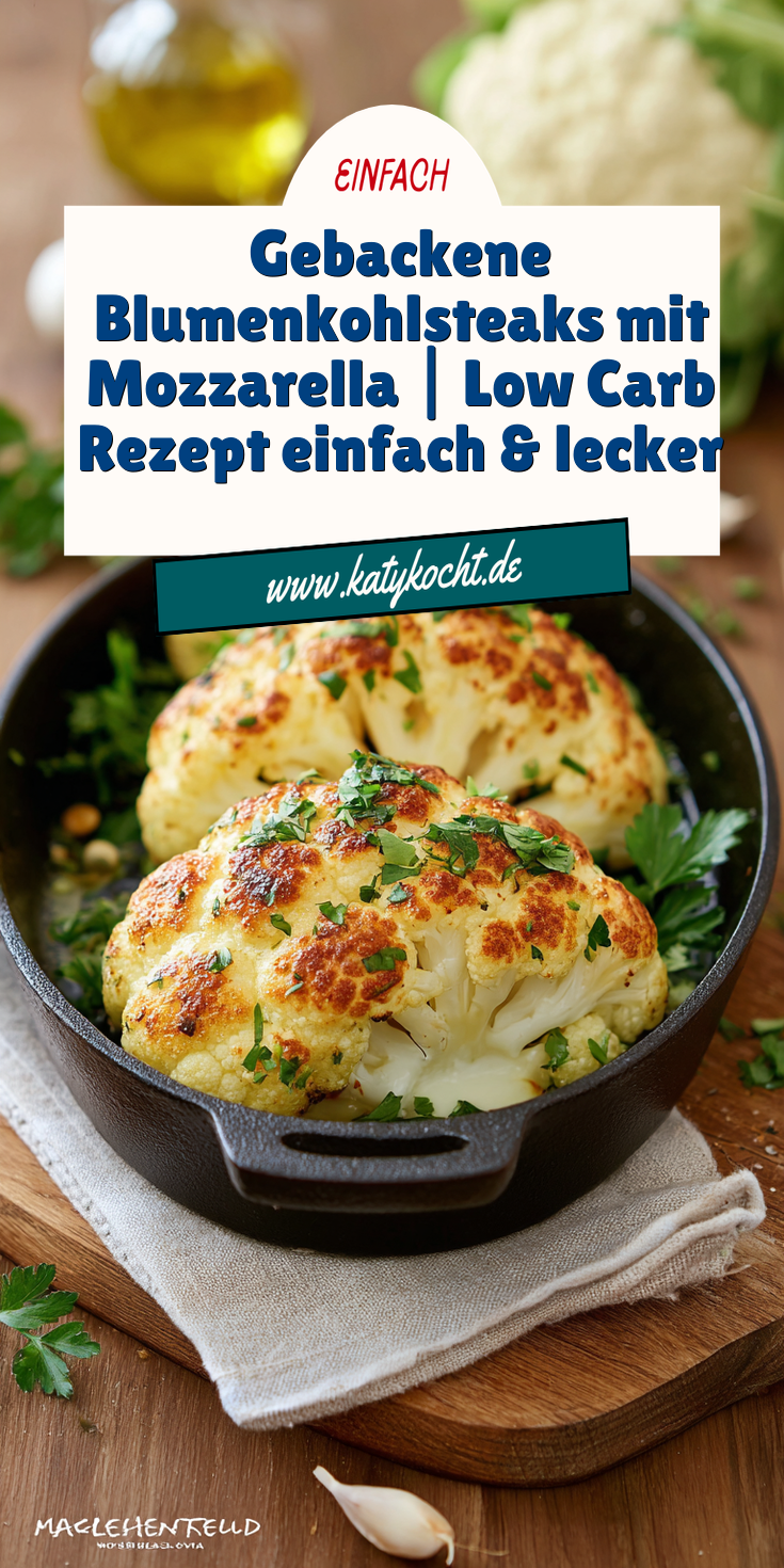Gebackene Blumenkohlsteaks mit Mozzarella überbacken | Low Carb 2026