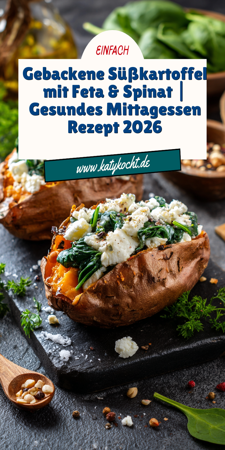 Gebackene Süßkartoffel gefüllt mit Feta & Spinat | Gesundes Mittagessen 2026