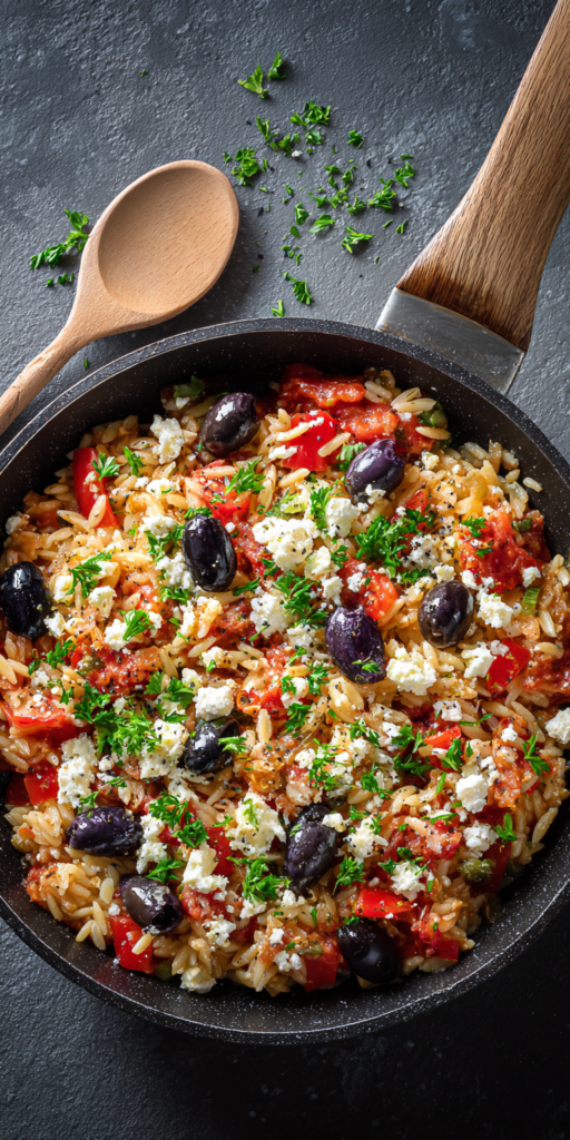 Griechische Kritharaki-Pfanne mit Feta & Oliven | One Pot Gerichte 2026