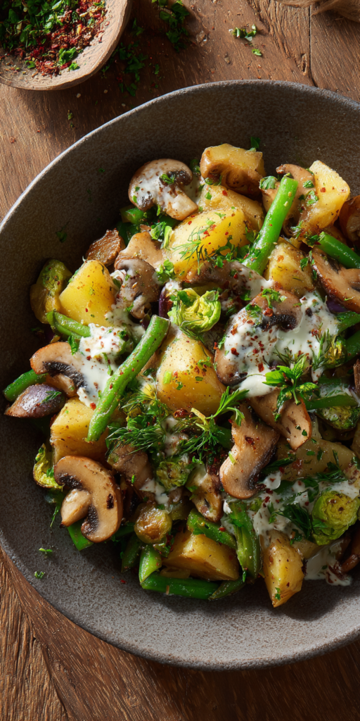 Kartoffel-Pilz-Pfanne mit grünen Bohnen | Madame Cuisine Art 2026