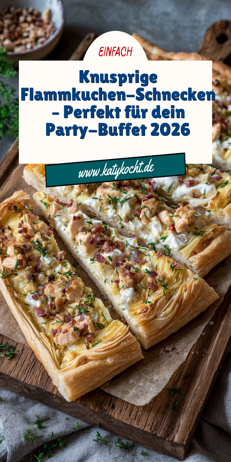 Knusprige Flammkuchen-Schnecken aus Blätterteig | Party Buffet 2026