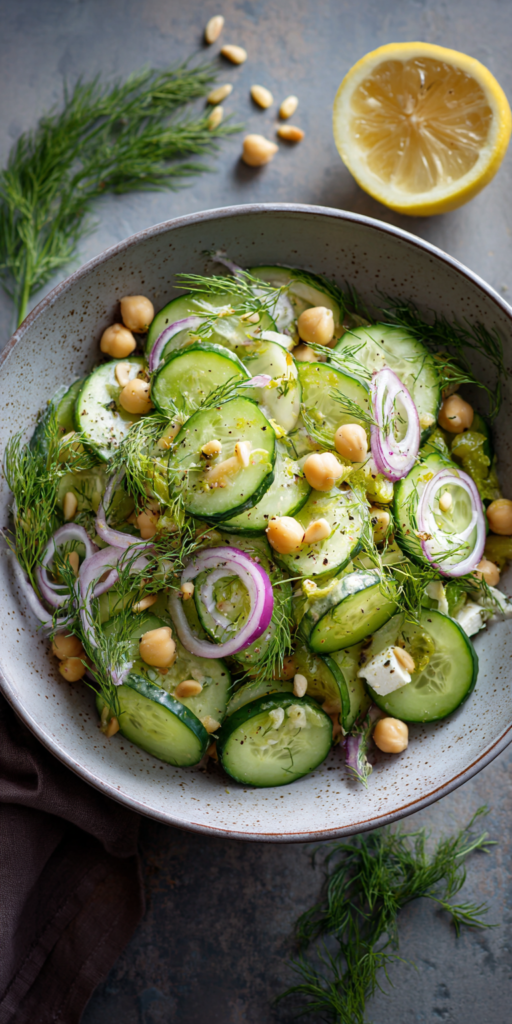 Leichter Gurkensalat mit Kichererbsen & Dill | Abnehmen 2026