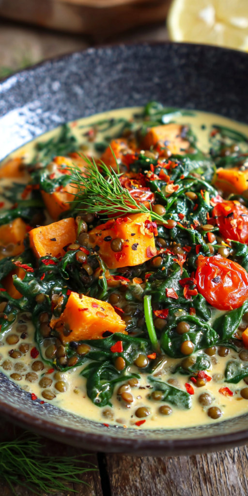 Linseneintopf mit Süßkartoffeln & Spinat | Vegan & Gesund 2026