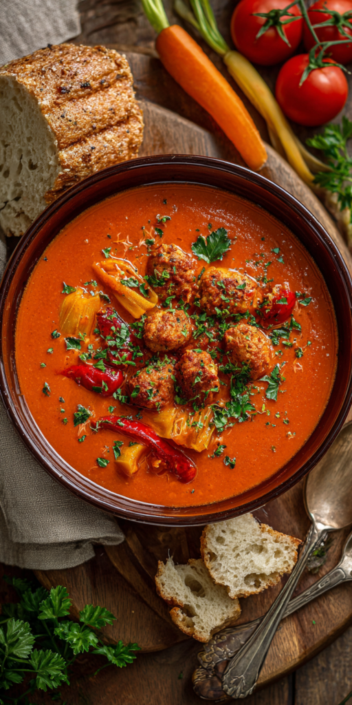 Würzige Ajvar-Suppe mit Hackfleisch (Räubertopf) | Schnelle Küche 2026