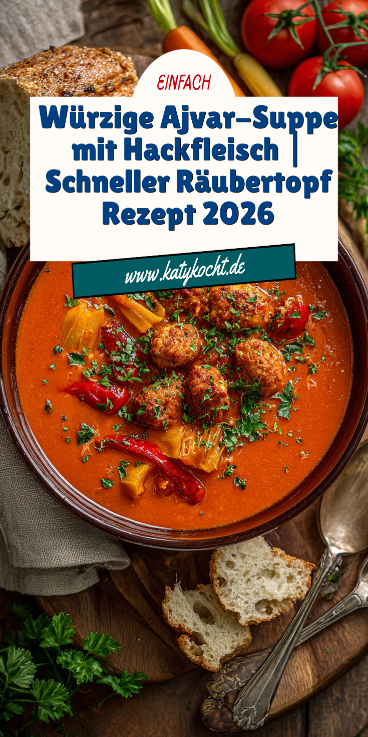 Würzige Ajvar-Suppe mit Hackfleisch (Räubertopf) | Schnelle Küche 2026